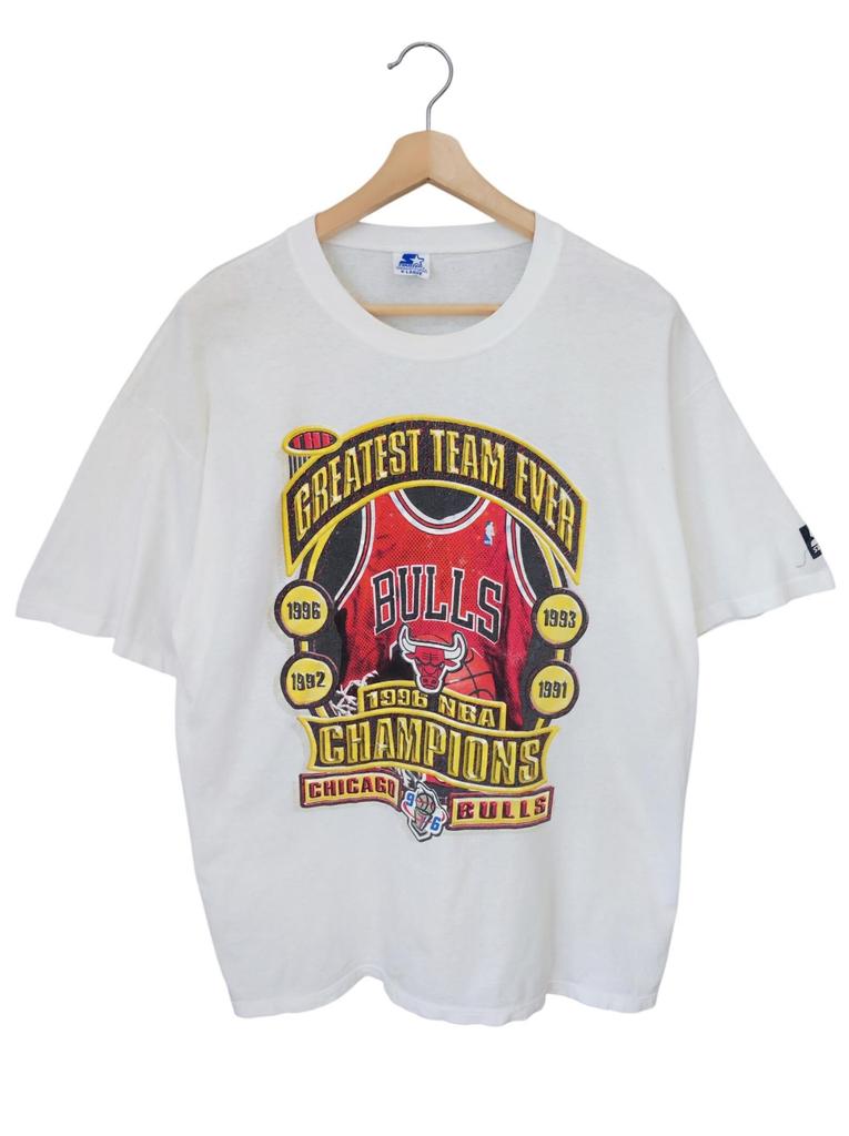 Vintage Chicago Bulls Starter 1996 Greatest team ever NBA World Champions 96 memorial Chicago Bulls Winner Bulls Jordan Rap Tees size XL