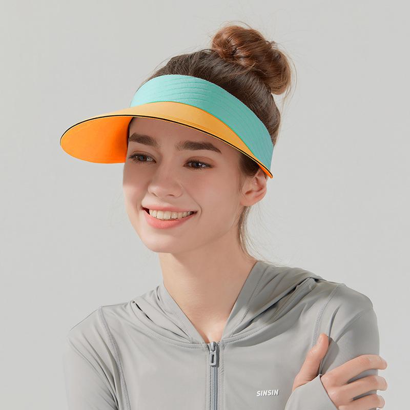 Summer Ice Silk Seamless Integrated Empty Top Hat Outdoor Sports Sunscreen Hat Large Brim UV Protection Sun Hat Children