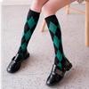 Women's White Argyle Knee-High Socks - Trendy Black & White Checkered Preppy Style