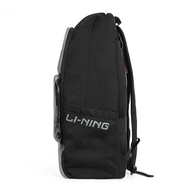 Li Ning Polyester Backpack Regular Unisex Black & Shadow Gray ABSV255-1