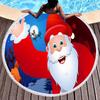 Cartoon Santa Claus Round Beach Towel,Christmas Theme Beach Towels, Microfiber Bath Towel for Boys Girls Adult New Year's Gift