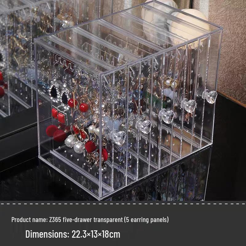 Acrylic Dustproof Earrings & Jewelry Organizer Box with Hanging Rack