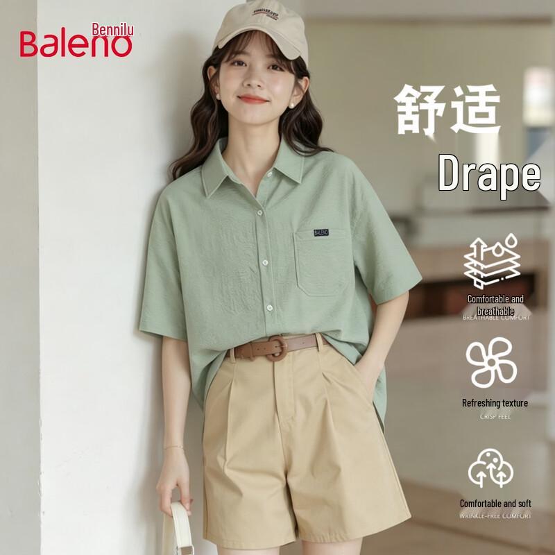 Baleno Women s Casual Lapel Short Sleeve Shirt 3XL