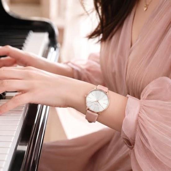 BUREI montre-bracelet femme analogique quartz japonais étanche simple décontracté grand cadran bracelet en cuir léger pour femme