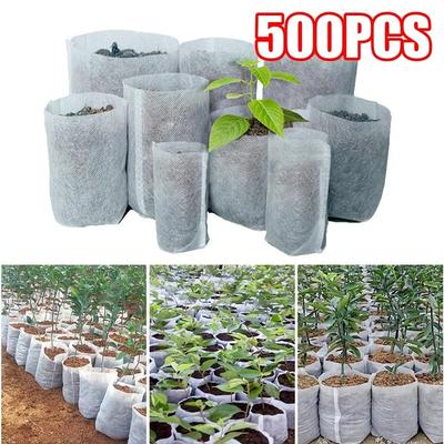 Lot de 100 à 500 sacs de semis en tissu non tissé, biodégradables, pour culture de plantes et semis