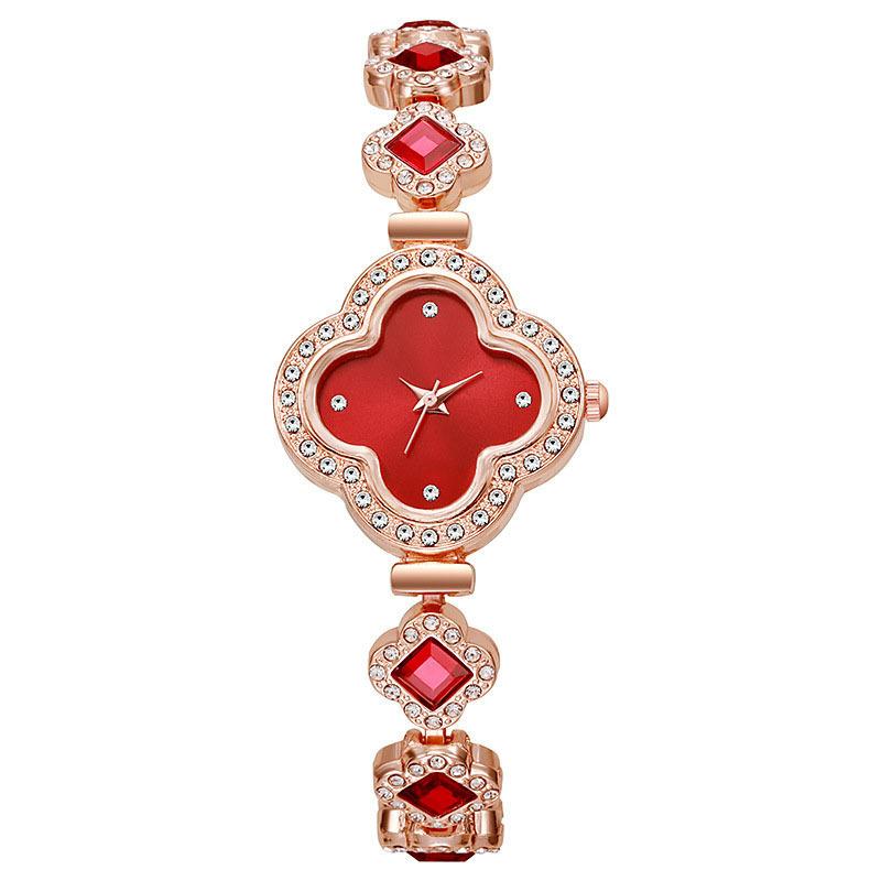 Ladies Classic Quartz Watch Embedded Rhinestone Bracelet Wristwatch
