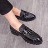 Men's Shoes Spring Fringed Business British Small Leather Shoes Men's Casual Shoes Trend Glossy Large Size Fashion Leather Shoes