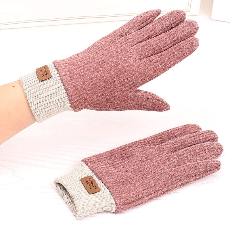 

Корейский стиль, цветные блоки, эластичные теплые зимние перчатки для велоспорта - Защита от мороза, унисекс One Size