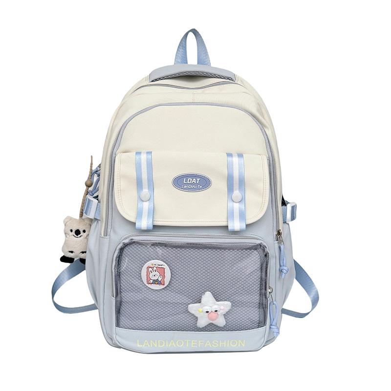 Schoolbag, Hand-held Tutorial Bag, Korean Version of Instagram, Large-capacity, College-style, Color-blocking Middle School Backpack