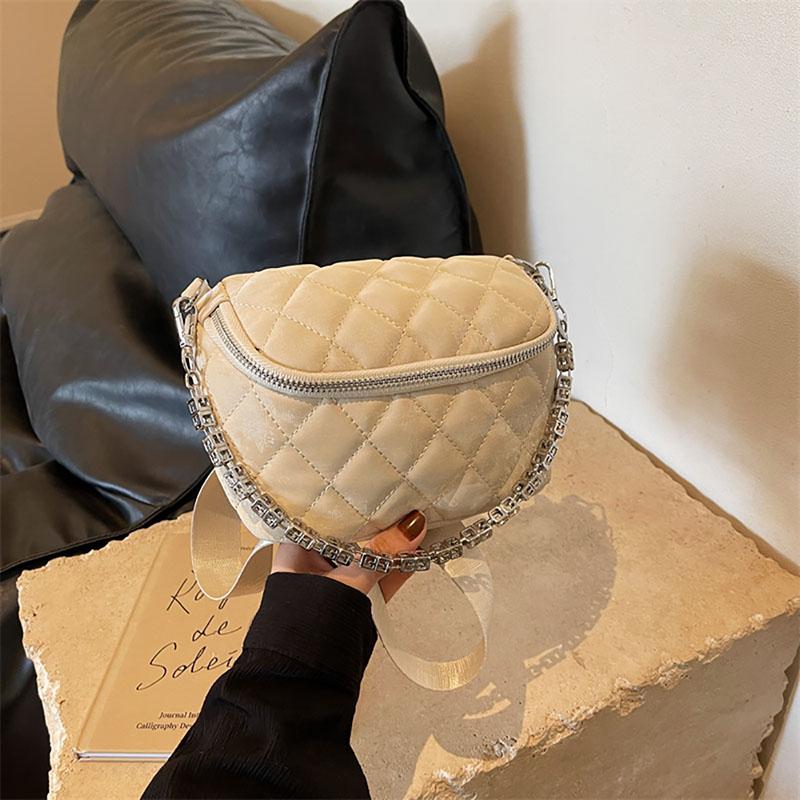 Korean Velvet Texture Fashion Chains Chest Pack Women  New Wide Strap Single Shoulder Bag Retro Light Luxury Crossbody Bag