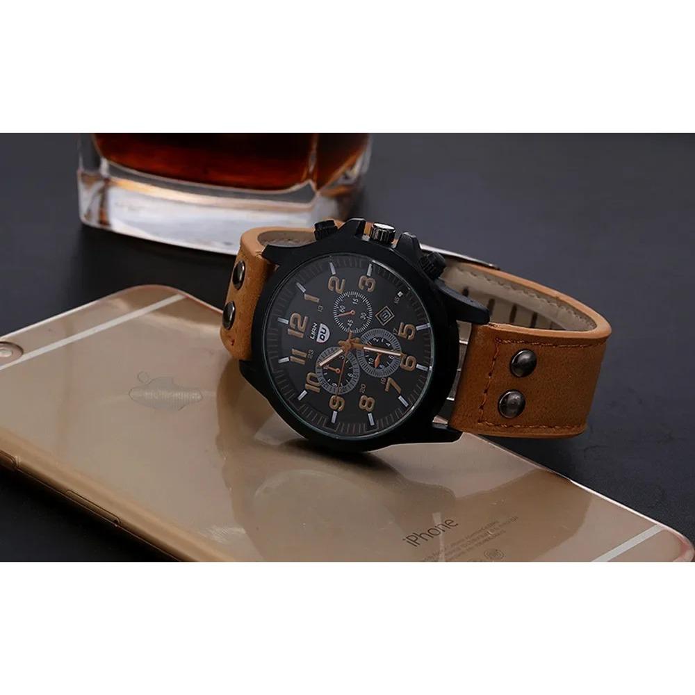 Military Leather Waterproof Date Quartz Analog Men's Quartz Wrist Watches Elegant Man Watch Alloy military items Man Watch