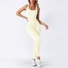 Fitness Yoga Clothes Knitted with Chest Pads Threaded Trousers Jumpsuit Solid Color Seamless Sportswear Jumpsuit Customization
