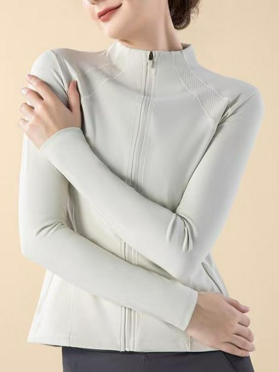 

Новая женская спортивная куртка приталенного силуэта с длинным рукавом в стиле кэжуал, воротник-стойка, топ для йоги Large