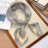 Luxury Versatile Houndstooth Printed Square Scarf Satin Sun Protection Lightweight 70 Ladies Headscarf