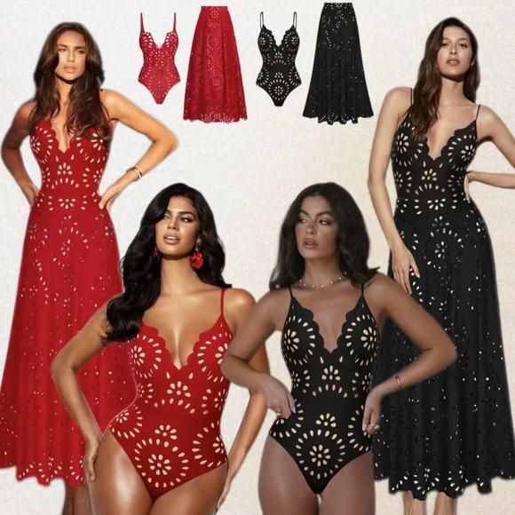 Trendy dámské jednodílné plavky se šněrováním a sukýnkou - evropský a americký styl