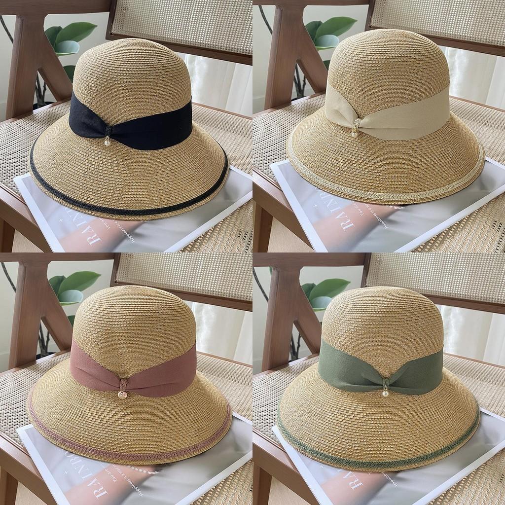 Butterfly Bow Wide Brim Straw Hat Women's Summer Sun Hat Audrey Hepburn Style Beach Vacation Hat Basin Hat Trend