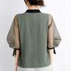 2025 Cross-border Summer Korean Round Neck Tie-Up Mid-Sleeve Top