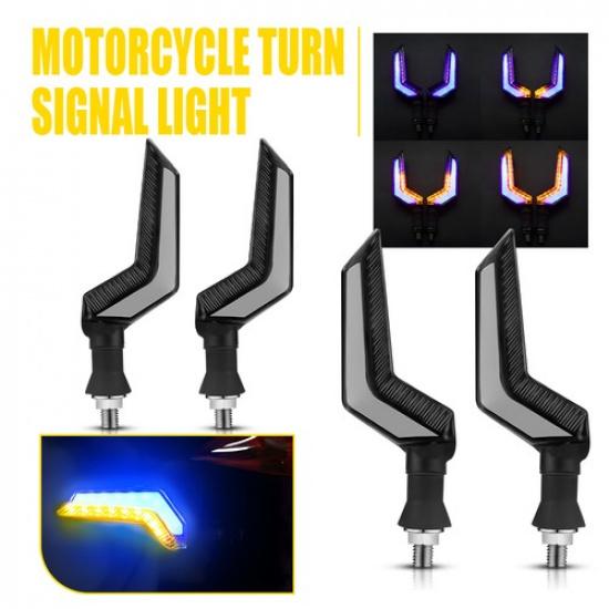 4X Motorcycle Sequential LED Running Amber Turn Signal Light Blue DRL Lamp 12V
