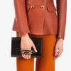 Bally Glossy Horsebit Buckle Flap Leather Clutch Women Clutch Black 6236835