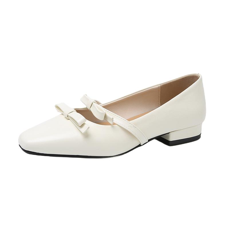 Fashion Elegant Bowknot Leather Ballet Flats Woman Premium Low Heel Mary Jane Shoes Ladies Brand Design Casual Bows Shallow Loafers