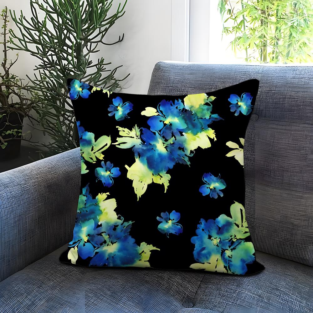 Watercolor Flowers Cushion Cover Comfortable Reversible Pillow Cover Ideal for Car Sofa Bedroom Beyond