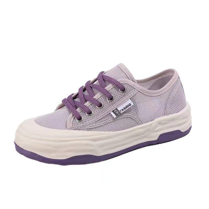 Spring and summer thick-soled women's board shoes mesh surface breathable and comfortable leisure sports trend women's shoes low-top versatile whit