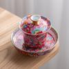 Gaiwan Enamel Overglaze Sancai Bowl Set - National Tide Kung Fu Tea Brewing Cup, Light Luxury Style
