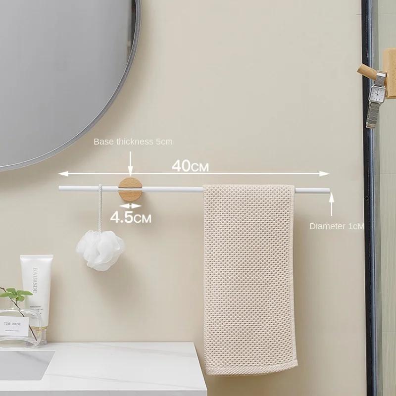 Bathroom Towel Bar Towel Holder 304 Stainless Steel Beech Single Wood Rack  Artistic Towel Hanger Wall Mounted Shelf