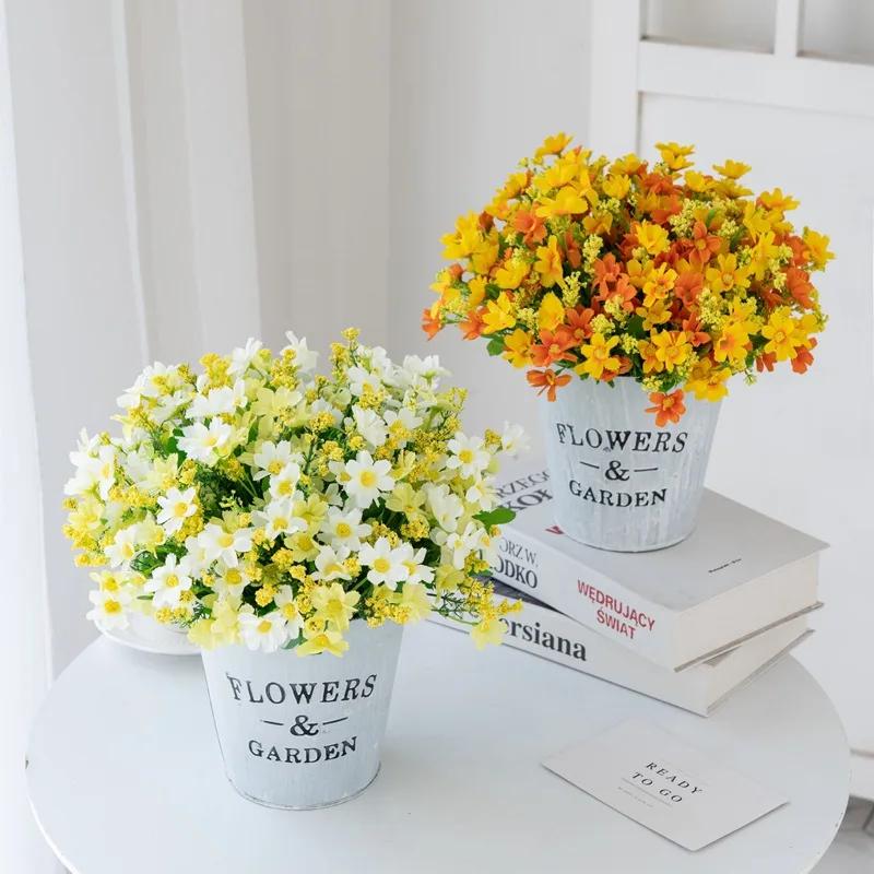 Artificial Flowers Daisies UV Resistant Colorfast Plastic Plants Home Wedding Windows Outdoor Decor  DIY Artificial Flowers