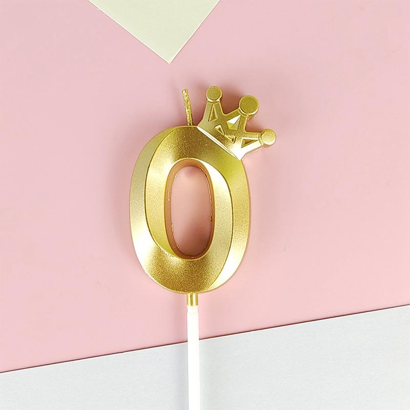 Crown Candle Birthday Decoration Sliver Gold Digital 0-9 Cake Topper Decoration Baby Shower and Anniversary Day Decor Supplies