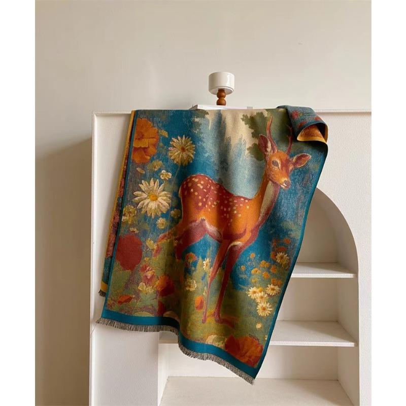 

Сладкий и милый двусторонний шарф с мультяшным цифровым принтом, женский зимний длинный теплый шарф из имитации кашемира, высококачественная шаль 190x65cm