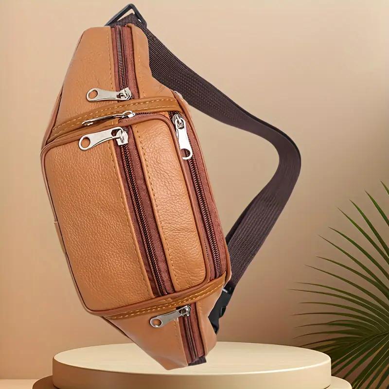 2025 New Men's Waist Bag, Shoulder Bag, Chest Bag, Fashion Soft Leather Fashion Sport Cross-Body Bag