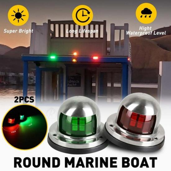 

Pair Marine Boat yacht 12V pontoon Stainless Steel LED Bow Navigation Lights