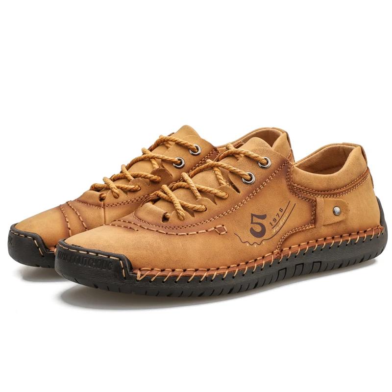 New hot Men Leather Casual Shoes Outdoor Comfortable High Quality Fashion Soft Homme Classic Ankle Non-slip Flats Moccasin Trend
