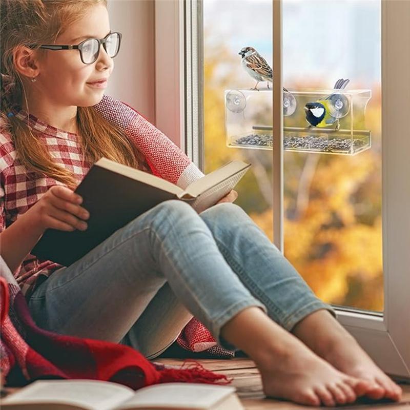 M-Modern-Window Bird Feeder, Wild Bird Feeder, Transparent Window Bird Feeder, Exquisite Bird Watching Gift