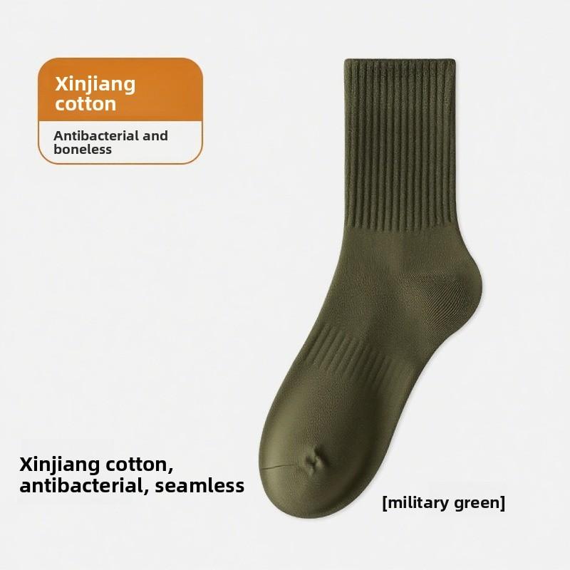 Pure Cotton Socks, Mid-length, Size 7A, Antibacterial, Sweat-absorbing, Odor-resistant, Business-style, Men's, Sport and Casual Long Socks