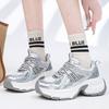 Customized Silver Platform Blue Whale Dad Shoes 25 Spring New Breathable Mesh Sneakers Heightening Casual Shoes Children