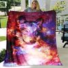 Art Fantasy Wolf Soft Plush Sofa Bed Throwing Cartoon Picnic Blankets Modern Flannel Blanket Gedruckt Bettdecke Geschenk Gift