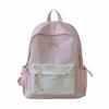 Mochila de lona con lazo Mochila casual bordada para estudiantes Bolso escolar Mochila deportiva de poliéster de color contrastante de gran capacidad
