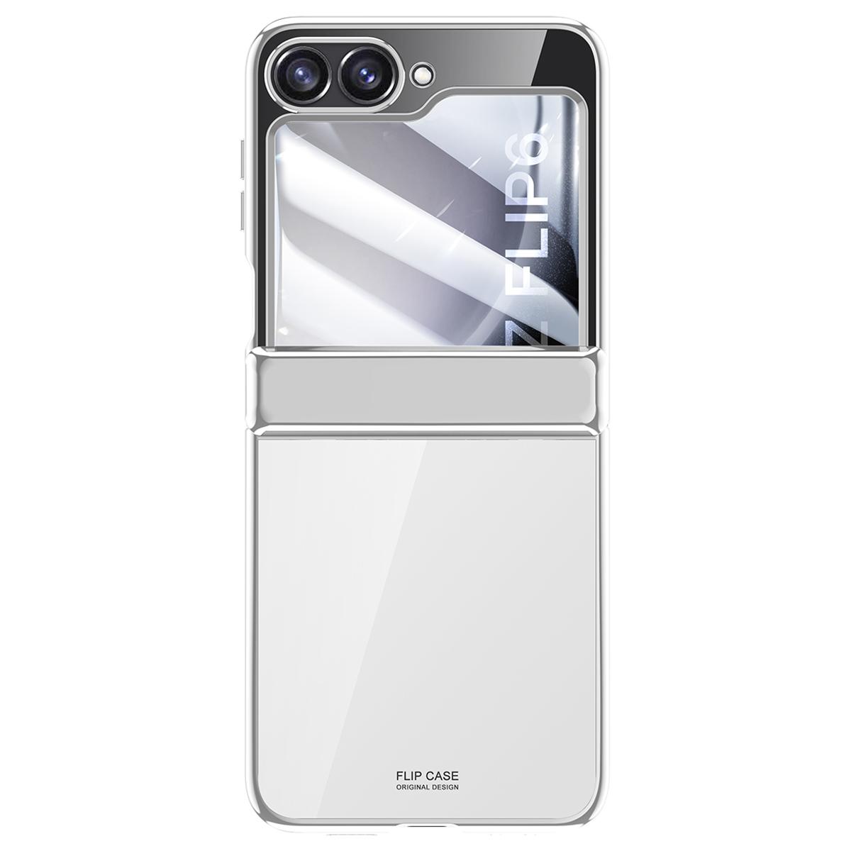

For Samsung Galaxy Z Flip7 FE 5G/Z Flip6 5G Case PC+Acrylic Hinge Protection Phone Cover with Rear Small Film Silver
