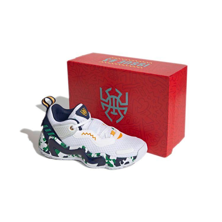 Adidas D.O.N. Issue #3 Mitchell Round Toe Comfortable Durable Mid-Top Kids Basketball Shoes Kids basketball shoes White Blue G58268