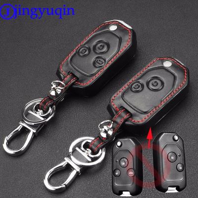 Jingyuqin Fjärrkontroll 2/3 Knappar Läder Bilnyckelfodral Skydd För Honda Accord fit Odyssey Civic Vikbart Flipnyckelfodral