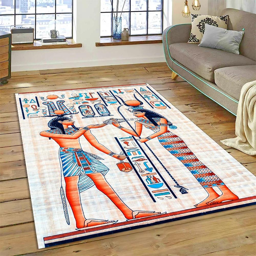 Ancient Egyptian Mythological Ideographic Sign Symbols Carpet Rug for Home Living Room Bedroom Sofa Doormat Decor,Non-slip Mat