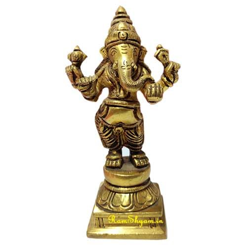 

Standing Ganesh, Ganpati, Brass Statue Religious Sculpture Of Ganesha Statue