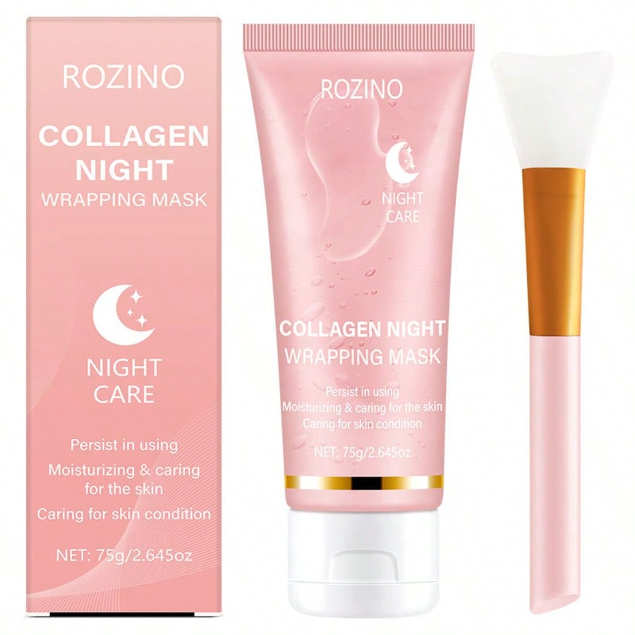 1pc Collagen Peel-Off Mask With Jelly Brush, Overnight Wrapping Mask, Peel-Off Pore Cleansing Mask