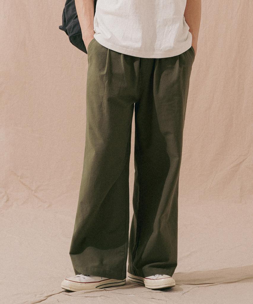 PERSTEP Cool Mix Linen-Like Flare Fit Long Pants Khaki Khlp4703