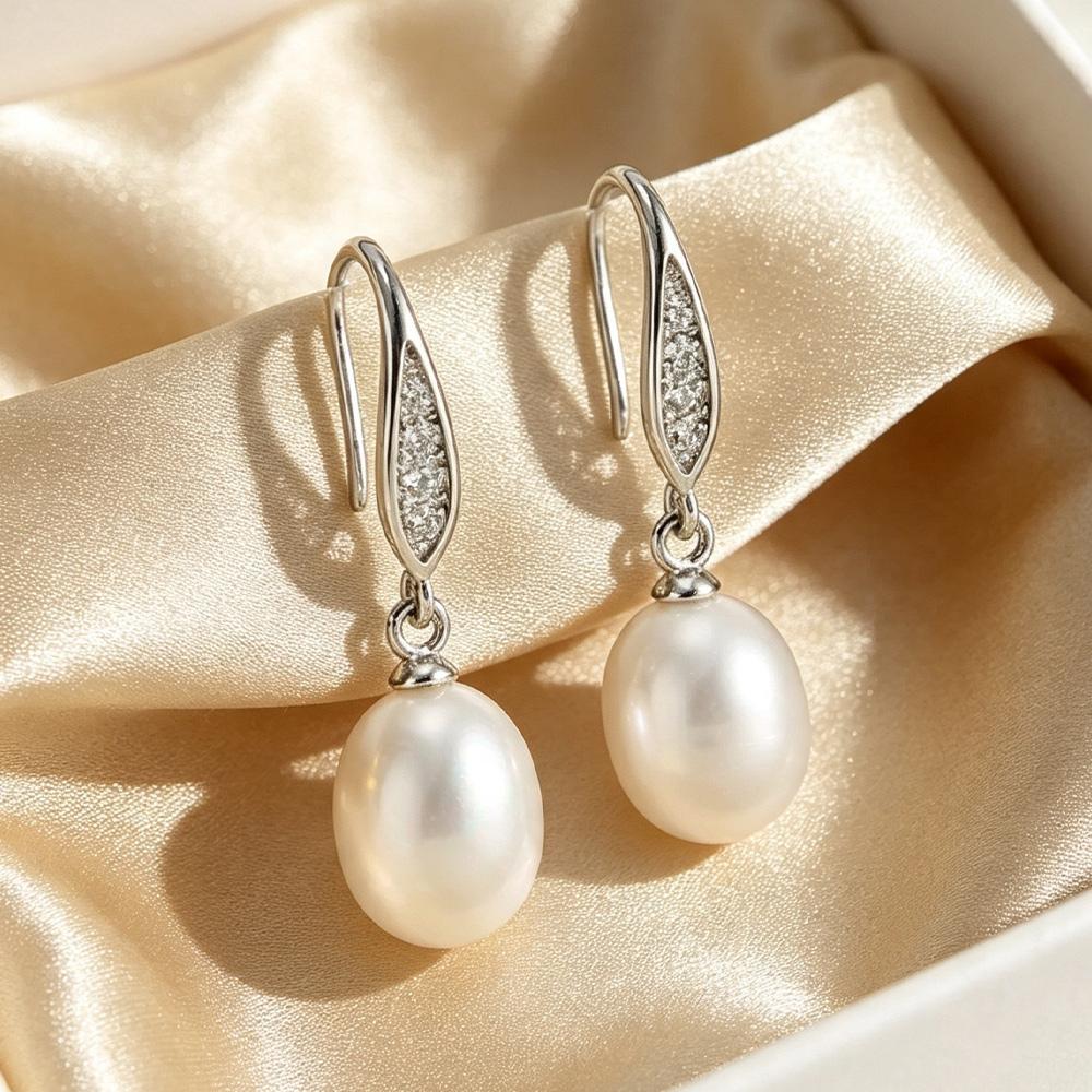 Natural Freshwater Earrings with Natural Pearls,Gold Plated Baroque Pearl Earring Fine Jewelry Wife Girl Birthday Gift