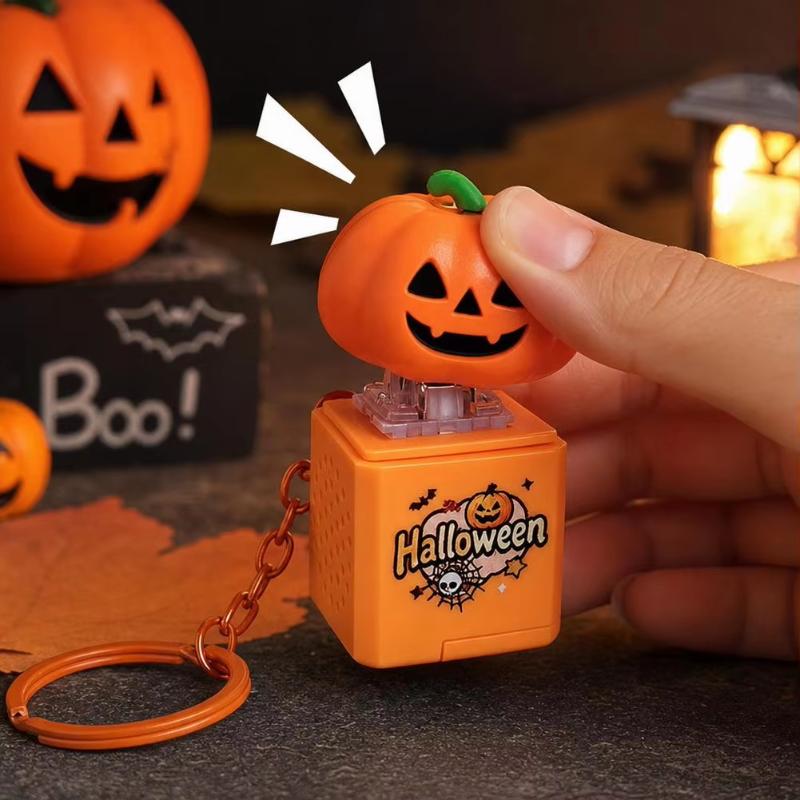 Halloween Pumpkin Ghost Sound Fidget Keychain Decompression Funny Charm Portable Stress Reliever for Backpack Decoration