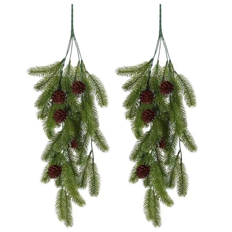 Artificial Simulation Christmas Pine Needles, Dog-tail Vines, Wall-mounted Home Green Plants, Pinecones, Indoor Decorative Vines