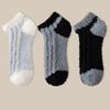 3Pairs Thickened Coral Fleece Socks Patchwork Warm Boat Socks Women Kawaii Floor Plush Socks  Winter